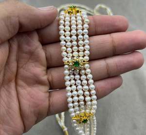ชุดสร้อยคอไข่มุกน้ำจืดทำมือแบบคันธา หลายเส้น สไตล์อินเดียดั้งเดิม สำหรับเจ้าสาวในงานแต่งงาน ประดับด้วยลูกปัดมุกหนักๆ สำหรับผู้หญิง - Product Image 2