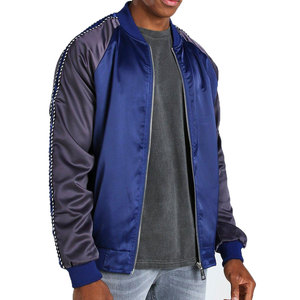 Vestes en satin de style hip-hop rétro tendance, broderie personnalisée, vestes légères coupe-vent, vestes bomber en gros à prix réduit - Product Image 3