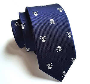 Cravate tissée à rayures jacquard pour homme, bleue, élégante, formelle, pour mariage, soirée, affaires, faite à la main, logo personnalisé. - Product Image 3