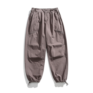 Pantalones Harem Negros Ligeros para Hombre, Cintura Elástica con Cordón, Pantalones Cargo con Múltiples Bolsillos, Corte Holgado Informal, Antiestáticos - Product Image 3
