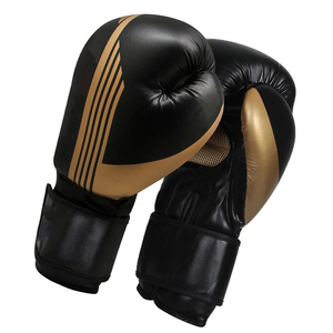Guantes de Boxeo de Cuero Genuino Negro y Dorado con Cierre de Velcro para Entrenamiento y Sparring de Adultos, Venta al Por Mayor - Product Image 2