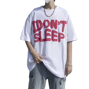 T-shirt en coton 100% imprimé avec logo, coupe ample, impression en relief, service OEM, tendance et confortable pour hommes - Product Image 3