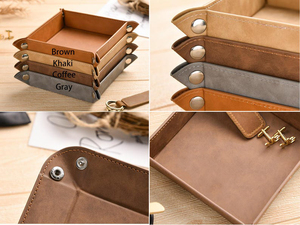 Sac de rangement luxueux en cuir véritable, plateau de chevet, boîte organisatrice de table de nuit, étui en cuir, porte-bijoux GLTY-0015 - Product Image 5