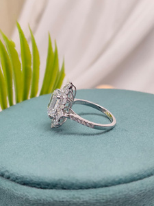 Emerald Cut Diamond <b>Ring</b> with Side Stones in White Gold <b>crafted</b> for timeless elegance clean lines and a refined radiant luxury - Product Image 4