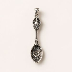 Pendentifs Cuillère Fleur Personnalisés Vintage en Acier Inoxydable Plaqué Or 18K avec Sertissage Griffe en Zircon - Product Image 6