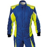 Combinaison de course bleue et jaune personnalisée, combinaison de karting professionnelle, fabricant en gros, vêtements de course automobile, équipement de sécurité sur piste, équipement pour pilote