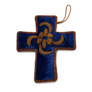 Handcrafted <b>Christmas</b> Cross Hanging Ornament Decorative Embroidered Velvet Cross for <b>Tree</b> Home <b>Wall</b> Decor - Product Image 1
