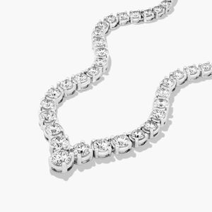 IGI Certified Chevron Lab Grown Diamond Tennis <b>Necklace</b> 14K White Gold Rhodium Plated 15 CTW Diamond Wedding <b>Statement</b> Luxury - Product Image 4