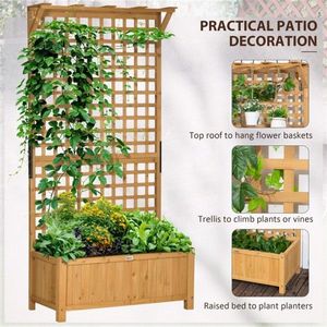 Fioriera rialzata da giardino gialla con traliccio per piante rampicanti - Product Image 1