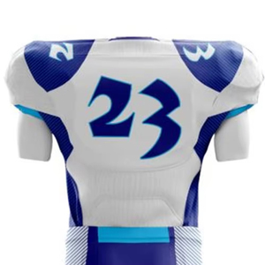 Custom Sublimated American Football Jersey <b>Men's</b> Short Sleeve Fitted Moisture Wicking White Blue Team Custom Sublimated American - Product Image 6