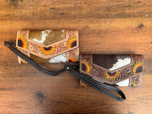 Nouveau portefeuille de sculpture usiné à la main de concepteur embrayage élégant en cuir véritable cheveux sur portefeuille en peau de vache portefeuilles de bracelet en cuir occidental - Product Image 2