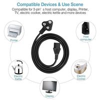 Kabel Daya AC SYONG 1.5m India 3-Pin untuk Printer Monitor TV PC Komputer Desktop Kabel Pengganti Daya Utama 240V 16A C13 Keluaran Hitam