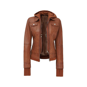 <b>Women's</b> <b>Black</b> Genuine Leather Shearling Bomber Jacket Sherpa Lined Cotton Filled Lightweight Thick <b>Winter</b> <b>Coat</b> Fur Trim Zipper - Product Image 6
