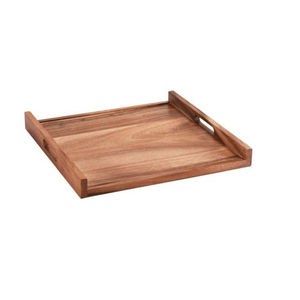 Plateau décoratif en bois de grande taille avec poignées métalliques, design artisanal moderne, thème fruits, rétractable, pour restaurant - Product Image 2