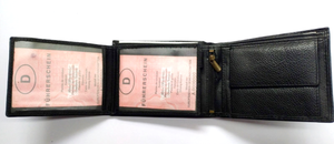 Portefeuille court homme en cuir pleine fleur noir 2026, fermeture éclair, six emplacements pour cartes, protection RFID, format pays - Product Image 3