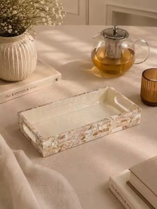 Bandeja Rectangular de Nácar para Servir, Bandeja Otomana de Madera, Mesa de Centro, Platos Decorativos de Lujo Hechos a Mano - Product Image 1