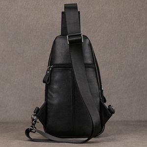 Genuine Leather <b>Men's</b> Chest Bag Black Large Capacity Casual Sling Cowhide Shoulder Side <b>Purse</b>. - Product Image 5
