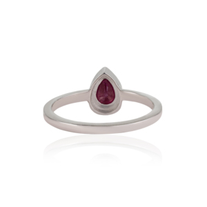 Anillo de plata de ley 925 con rubí natural talla pera de 5x7 mm, piedra de nacimiento de julio, engastado en bisel, para uso diario femenino. - Product Image 6