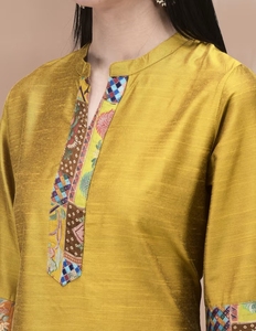 KV Women's Poly <b>Silk</b> Jacquard Mustard <b>Kurta</b> Sharara Dupatta - Product Image 6