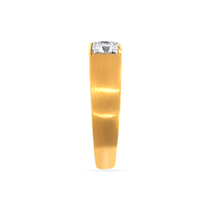 Anillo Solitario para Hombre Solo Gleam, Oro Amarillo de 18K, Diamante Solitario de Corte Brillante Redondo, Anillo de Banda Ancha para Mujer, Moderno con Fijación por Tensión - Product Image 4
