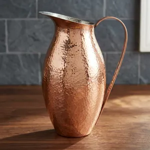 Carafe à eau en acier inoxydable martelé, de qualité alimentaire, sur mesure, faite à la main, avec accents décoratifs - Product Image 3