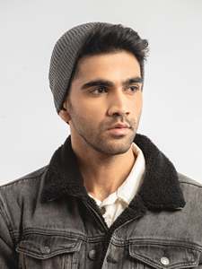 Bonnet en tricot gris pour homme, couleur unie, décontracté, chaud pour l'hiver, acrylique, taille adulte 56-58 cm - Product Image 1