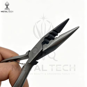 En gros, Kit de pinces en acier inoxydable pour la pose et le retrait d'extensions capillaires, finition satinée noir mat, outils de salon pour la pose de micro-anneaux - Product Image 5