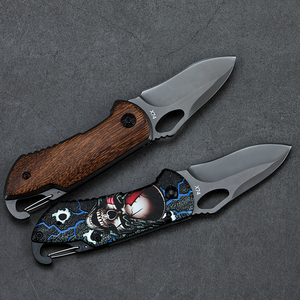 Navaja Plegable Multiusos con Hoja de Acero de 20.8cm, Punta de Gota, Perilla de Pulgar, Mango de Madera, Diseño Artístico, 0.5mm, 6.7in de Longitud Total, Afilada - Product Image 6