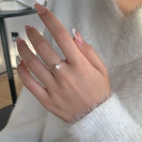 Bague de Mariage Ajustable en Argent S925 avec Pierre Moissanite 0,5 ct D VVS1, Design Classique, Bijoux Fins pour Femmes