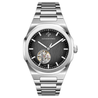 Montre automatique sport pour homme Alexander Ferros 9292S/01, saphir, fermoir caché à bouton-poussoir, acier inoxydable, résistante à l'eau, mouvement Miyota analogique