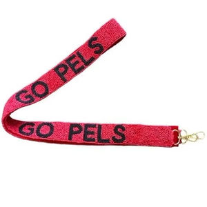 อุปกรณ์ตกแต่งกระเป๋าถือผู้หญิงสไตล์ใหม่ ลายปักเสือดาว ประดับลูกปัด สายสะพายสีชมพูขาว สายสะพายข้างผ้าแคนวาส สายโลหะ - Product Image 1