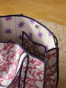 OEM Assorted Bird & Floral Quilted Cotton Tote <b>Bag</b> - Artisan Pink <b>Boho</b> Reusable Shopper <b>Bag</b> - Product Image 3