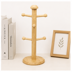 Premium Quality Solid Wood Mug Holder Tree With 6 <b>Hooks</b> Eco-Friendly Coffee Cup Organizer Stand For <b>Kitchen</b> Countertop Storage - Product Image 4