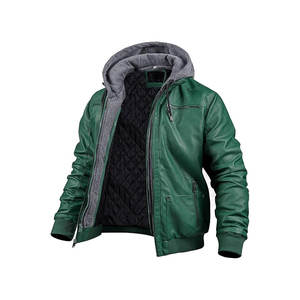 Veste en cuir PU noire slim pour homme, automne, imperméable, écologique - Product Image 1