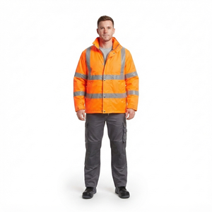 เสื้อแจ็คเก็ตสะท้อนแสงสำหรับผู้ชาย สีส้ม โพลีเอสเตอร์ ชุดทำงาน - Product Image 4