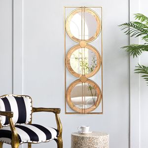 Gold Rectangular Frame <b>Wall</b> <b>Mirror</b> <b>Set</b> 3 Piece Home Decor for Bedroom & Living Room 40"x14" Framed <b>Mirror</b> - Product Image 1