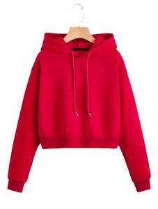OEM de las mujeres 100% de algodón de lana recortada sudaderas con capucha Streetwear Puff DTG pantalla impresa personalizada de invierno tejido con capucha ropa en blanco - Product Image 5