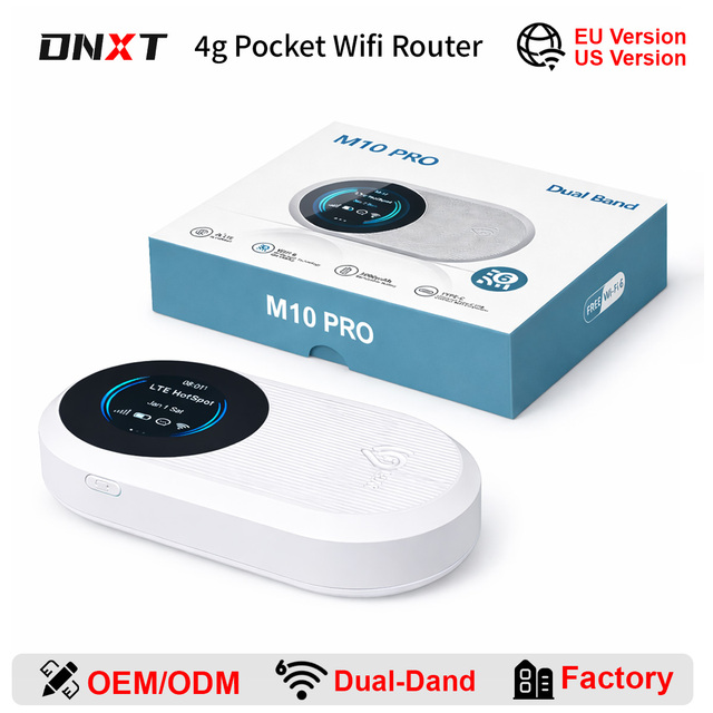 DNXT Wifi Portable Dual-band Router 4g Con Tarjeta Sim WiFi6 Pocket Modem 3000mAh Mifi Router 4g Lte with Sim Card Slot LCD
