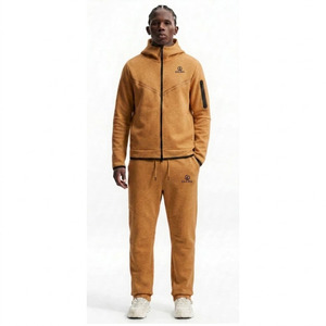Men's Navy Blue Solid Hooded Reversible <b>Tracksuit</b> Fleece Drawstring Casual Breathable Quick Dry Eco-Friendly Lightweight - Product Image 4