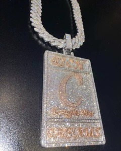 Rectangular Luxury Certified <b>Pendant</b> 925 Silver <b>Solid</b> <b>Gold</b> Plated Moissanite Hip Hop Fully Iced Two Tone Custom Name <b>Pendant</b> - Product Image 4