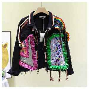 Newest Style Lady <b>Jean</b> <b>Jacket</b> Long Sleeve Woman Denim <b>Jacket</b> Women Clothing <b>Black</b> Quantity Custom Coat Cotton Blue OEM Pockets - Product Image 6