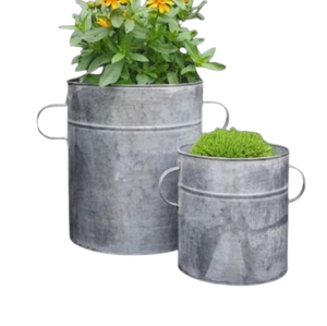 Macetas de Zinc Hechas a Mano, Jardinera de Hierro Multifuncional, Juego de Dos Macetas de Zinc para Hogar, Jardín y Balcón, Macetas Galvanizadas para Flores - Product Image 1
