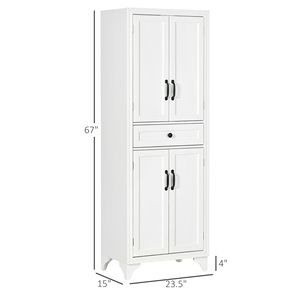 Armadio dispensa da cucina bianco a 4 ante da 170 cm con ripiani regolabili e cassetto - Product Image 3