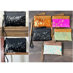 Stylish Hair-on Metallic Genuine Cowhide Leather Clutch Wallet Premium Pattern Wristlet <b>Purse</b> Organizer Perfect for Cash & Cards - Product Image 1