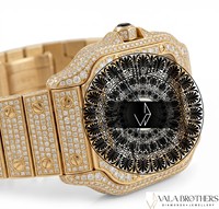 Montre à quartz pour homme Vala Brothers, or jaune, diamants, boîtier carré 39 mm, chiffres romains analogiques, alliage antique, fermoir déployant