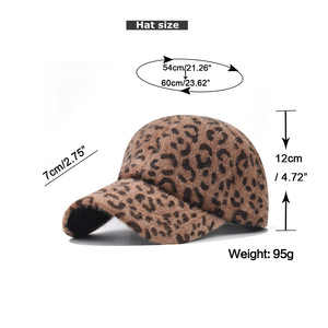 Casquette de baseball imprimé léopard 6 panneaux ajustée unisexe, chapeau tendance pour adultes, usage décontracté, toutes saisons, en velours acrylique - Product Image 1