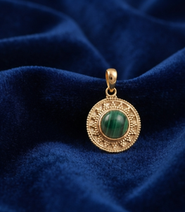 Pendentif en malachite verte naturelle, serti en argent sterling 925, style vintage bohème, fait main, cadeau, or rose et or jaune - Product Image 4