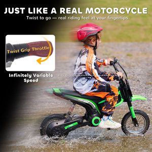 Moto Elettrica da Fuoristrada 24V 350W Verde con Acceleratore a Manopola, Velocità Fino a 24 km/h - Product Image 4