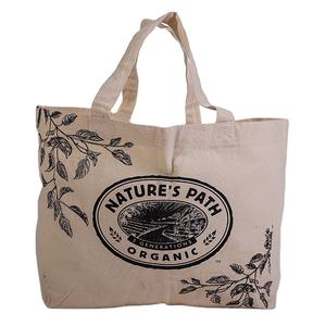 Bolsa de lona de algodón ecológica personalizada con asa de PP, bolsa de compras reutilizable de tamaño estándar al por mayor, Impresión de logotipo de pantalla de letras - Product Image 1