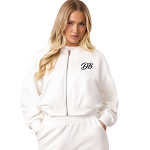 Ensemble pantalon large et sweat à capuche zippé blanc imprimé pour femme, léger, doux au toucher, respirant, écologique, hiver - Product Image 3